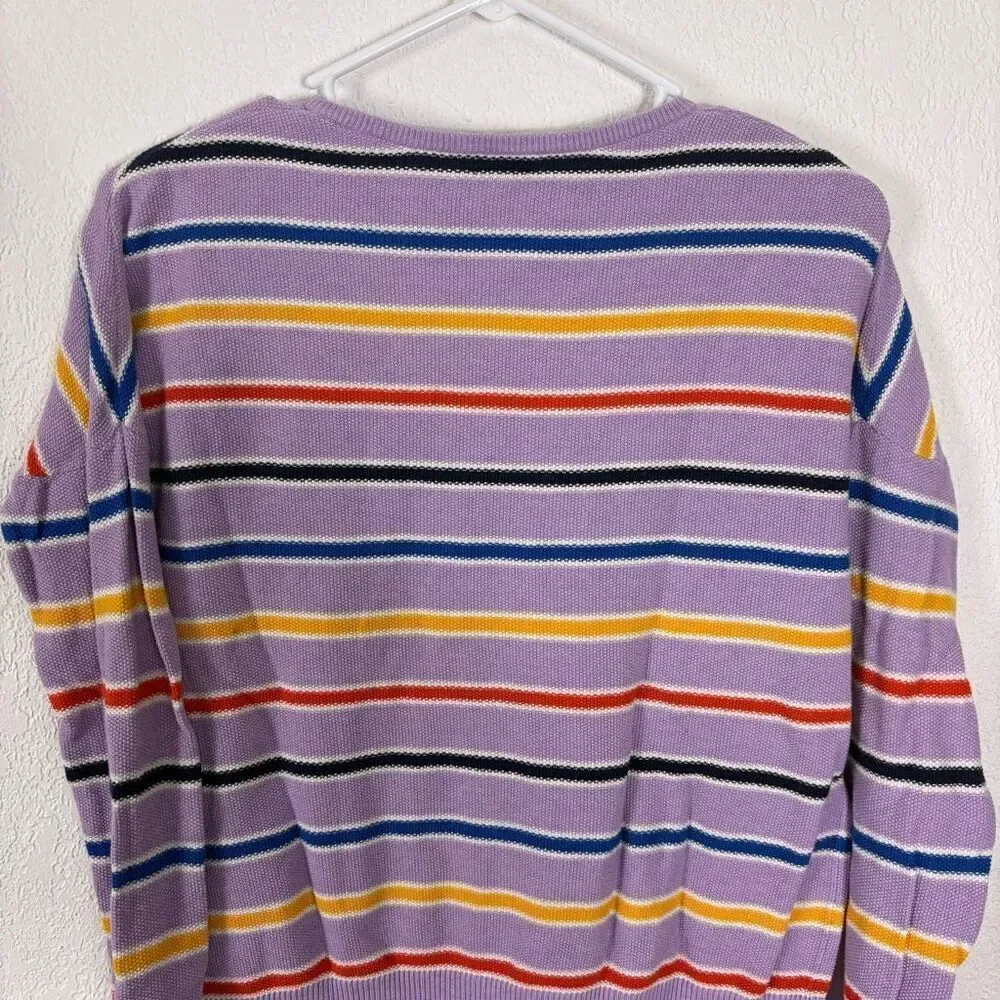 Kule Vandy Striped Pullover Sweater Purple with Colorful Stripes Size XS